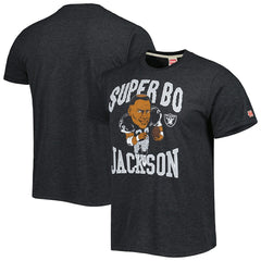 Bo Jackson Las Vegas Raiders Homage Unisex Unisex Caricature Retired Player Tri-Blend T-Shirt - Heather Black for sale