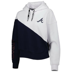 Atlanta Braves DKNY Sport Women's Bobbi Colorblock Pullover Hoodie - Navy/White