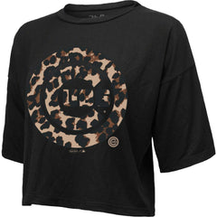 Chicago Cubs Majestic Threads Women's Leopard Cropped T-Shirt - Black