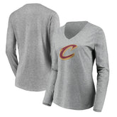 Cleveland Cavaliers Women's Primary Logo Team Long Sleeve V-Neck T-Shirt sale - Heathered Gray outlet