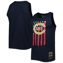 Chicago Cubs Cooperstown Collection Stars and Stripes Tank Top - Navy | Mitchell & Ness