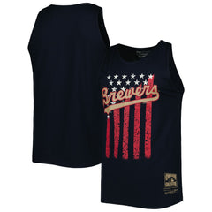 Milwaukee Brewers Cooperstown Collection Stars and Stripes Tank Top - Navy | Mitchell & Ness