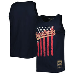 St. Louis Cardinals Cooperstown Collection Stars and Stripes Tank Top - Navy | Mitchell & Ness