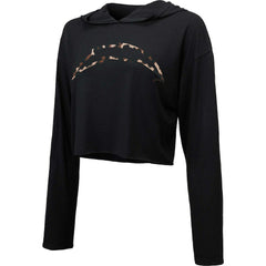 Los Angeles Chargers Majestic Threads Women's Leopard Cropped Pullover Hoodie - Black discount