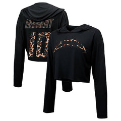 Justin Herbert Los Angeles Chargers Majestic Threads Women's Leopard Player Name & Number Long Sleeve Cropped Hoodie - Black online