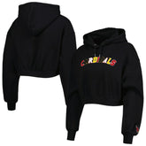 Arizona Cardinals The Wild Collective Women's Cropped Pullover Hoodie - Black for sale