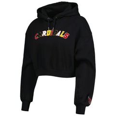Arizona Cardinals The Wild Collective Women's Cropped Pullover Hoodie - Black for sale