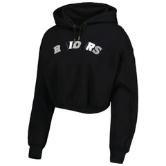 Las Vegas Raiders The Wild Collective Women's Cropped Pullover Hoodie - Black discount