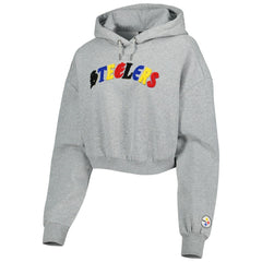 Pittsburgh Steelers The Wild Collective Women's Cropped Pullover Hoodie - Gray outlet