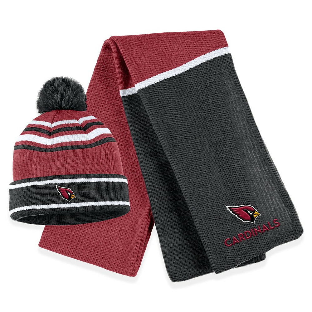 Arizona Cardinals WEAR by Erin Andrews Women's Colorblock Cuffed Knit Hat with Pom and Scarf Set - Cardinal outlet
