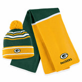 Green Bay Packers WEAR by Erin Andrews Women's Colorblock Cuffed Knit Hat with Pom and Scarf Set - Green on sale