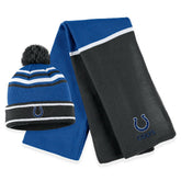 Indianapolis Colts WEAR by Erin Andrews Women's Colorblock Cuffed Knit Hat with Pom and Scarf Set - Royal sale