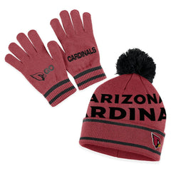 Arizona Cardinals WEAR by Erin Andrews Women's Double Jacquard Cuffed Knit Hat with Pom and Gloves Set - Cardinal outlet
