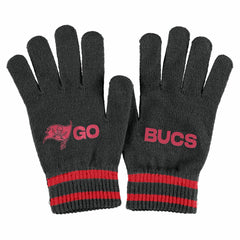 Tampa Bay Buccaneers WEAR by Erin Andrews Women's Double Jacquard Cuffed Knit Hat with Pom and Gloves Set - Black sale