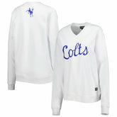 Indianapolis Colts The Wild Collective Women's Cheer V-Neck Fleece Pullover Sweatshirt - White on sale