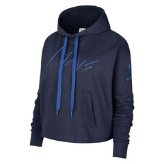 Dallas Mavericks Women's Split Flip Courtside Cropped Pullover Hoodie sale - Navy | Nike discount