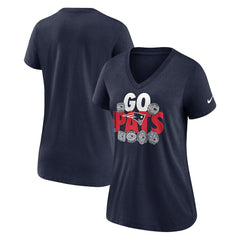 New England Patriots Women's Hometown Collection Tri-Blend V-Neck T-Shirt - Navy | Nike discount
