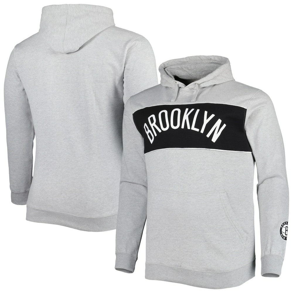 Brooklyn Nets Big & Tall Wordmark Pullover Hoodie - Heather Gray | Fanatics cheap