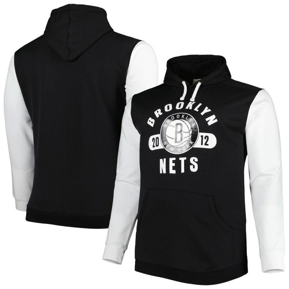 Brooklyn Nets Big & Tall Bold Attack Pullover Hoodie - Black/White | Fanatics outlet