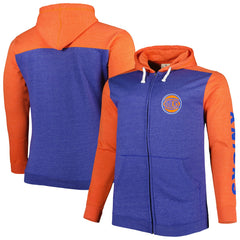 New York Knicks Big & Tall Down and Distance Full-Zip Hoodie - Heathered Blue/Heathered Orange | Fanatics online