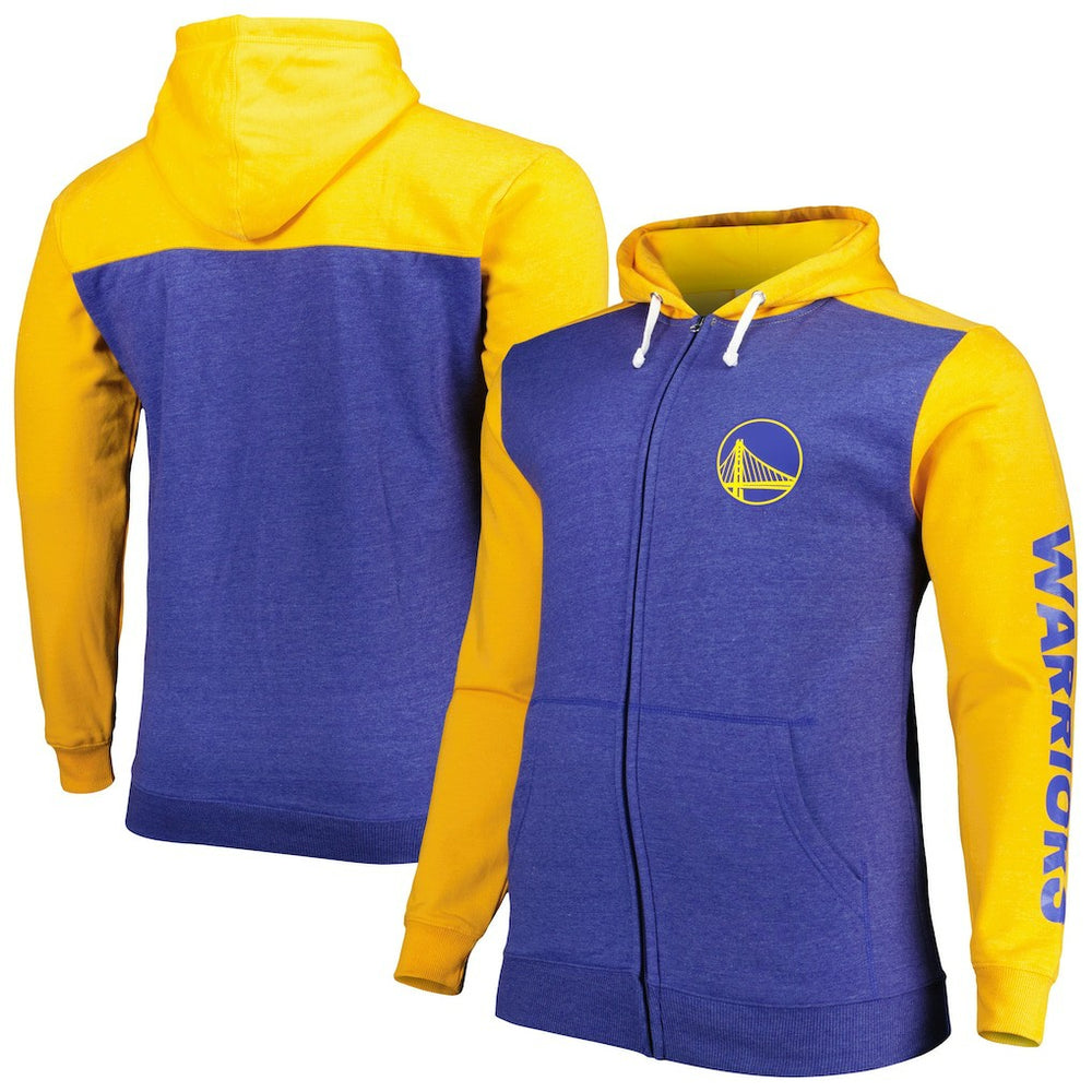 Golden State Warriors Big & Tall Down and Distance Full-Zip Hoodie sale - Royal/Gold | Fanatics discount
