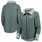 Green Bay Packers Women's Sport Sun Fade Full-Zip Sweatshirt - Heathered Green sale