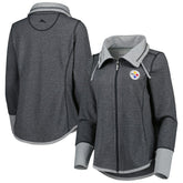 Pittsburgh Steelers Women's Sport Sun Fade Full-Zip Sweatshirt - Heathered Black on sale
