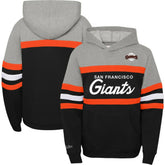 San Francisco Giants Youth Cooperstown Collection Head Coach Pullover Hoodie - Heather Gray/Black | Mitchell & Ness