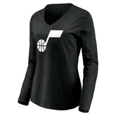 Utah Jazz Women's Primary Logo Team Long Sleeve V-Neck T-Shirt - Black sale