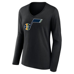 Utah Jazz Women's Primary Logo Team Long Sleeve V-Neck T-Shirt - Black sale