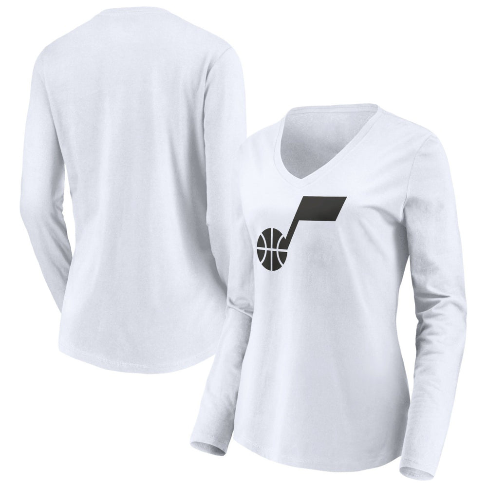 Utah Jazz Women's Primary Logo Team Long Sleeve V-Neck T-Shirt - White on sale