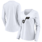 Utah Jazz Women's Primary Logo Team Long Sleeve V-Neck T-Shirt - White on sale