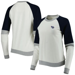Tennessee Titans Antigua Women's Avenue Raglan Pullover Sweatshirt - Cream/Navy outlet