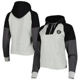 Las Vegas Raiders Antigua Women's Lightweight Jackpot Raglan Half-Zip Pullover Hoodie - Heather Gray sale