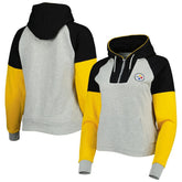 Pittsburgh Steelers Antigua Women's Lightweight Jackpot Raglan Half-Zip Pullover Hoodie - Heather Gray outlet