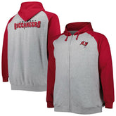 Tampa Bay Buccaneers Big & Tall Fleece Raglan Full-Zip Hoodie Jacket - Heather Gray sale