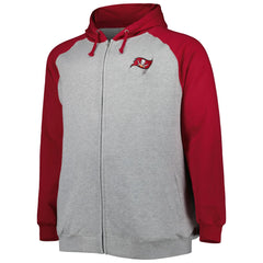Tampa Bay Buccaneers Big & Tall Fleece Raglan Full-Zip Hoodie Jacket - Heather Gray sale