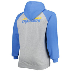 Los Angeles Chargers Big & Tall Fleece Raglan Full-Zip Hoodie Jacket - Heather Gray online