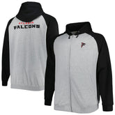 Atlanta Falcons Big & Tall Fleece Raglan Full-Zip Hoodie Jacket - Heather Gray on sale