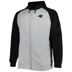 Carolina Panthers Big & Tall Fleece Raglan Full-Zip Hoodie Jacket - Heather Gray discount