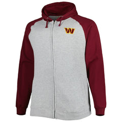 Washington Commanders Big & Tall Fleece Raglan Full-Zip Hoodie Jacket - Heather Gray outlet