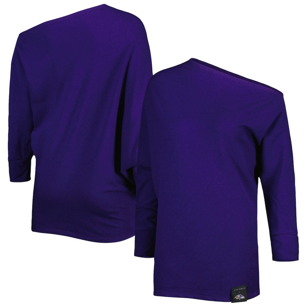 Baltimore Ravens KIYA TOMLIN Women's Twisted Tri-Blend Asymmetrical 3/4-Dolman Sleeve Sweatshirt - Purple online