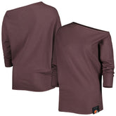Cleveland Browns KIYA TOMLIN Women's Twisted Tri-Blend Asymmetrical 3/4-Dolman Sleeve Sweatshirt - Brown on sale