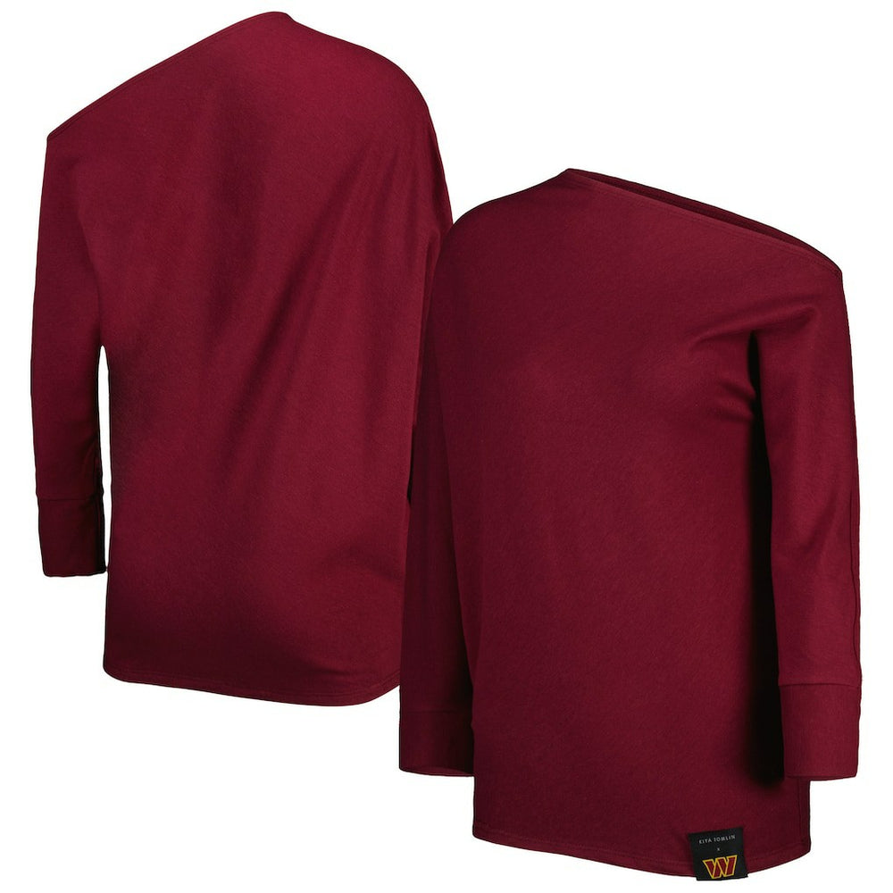 Washington Commanders KIYA TOMLIN Women's Twisted Tri-Blend Asymmetrical 3/4-Dolman Sleeve Sweatshirt - Burgundy outlet