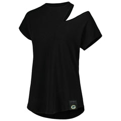 Green Bay Packers KIYA TOMLIN Women's Cut Out Tri-Blend Shirt - Black discount