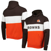 Cleveland Browns New Era Colorblock Current Pullover Hoodie - Orange on sale