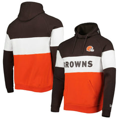 Cleveland Browns New Era Colorblock Current Pullover Hoodie - Orange on sale
