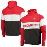 Tampa Bay Buccaneers New Era Colorblock Current Pullover Hoodie - Heather Charcoal/Red cheap