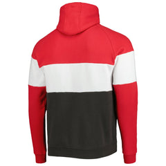 Tampa Bay Buccaneers New Era Colorblock Current Pullover Hoodie - Heather Charcoal/Red cheap