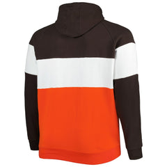Cleveland Browns New Era Big & Tall Current Team Colorblock Fleece Raglan Pullover Hoodie - Brown/Orange on sale